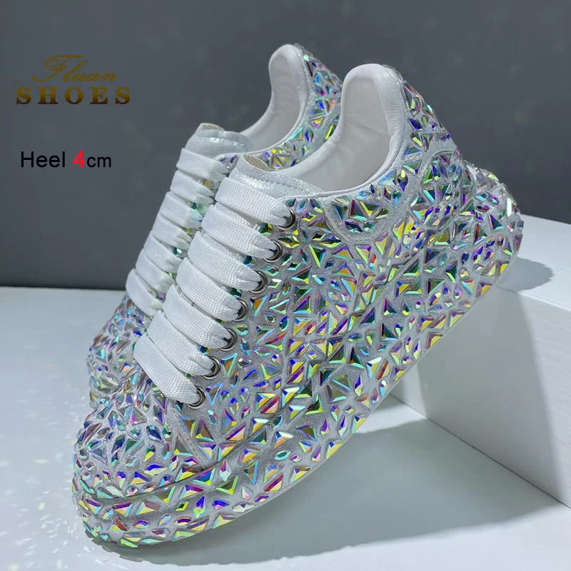 Women's Round Toe Platform Lace-Up Casual Sneakers