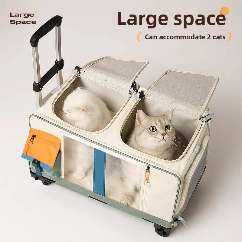 Portable Travel Pet Trolley Carrier Backpack for Cats Dogs