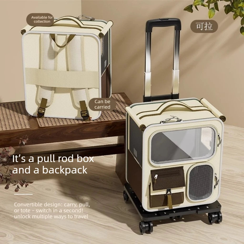 Rolling Pet Carrier with Wheels for Cats Dogs
