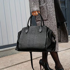 Women's Crocodile Pattern PU Leather Shoulder Tote Bag