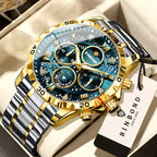 Men's Luminous Chronograph Stainless Steel Quartz Watch