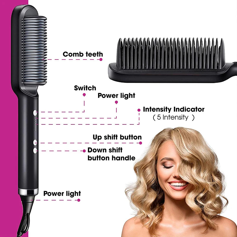 Dual-Purpose Heated Straightening and Curling Comb