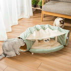 Collapsible 2-Way Cat Tunnel Bed with Mat