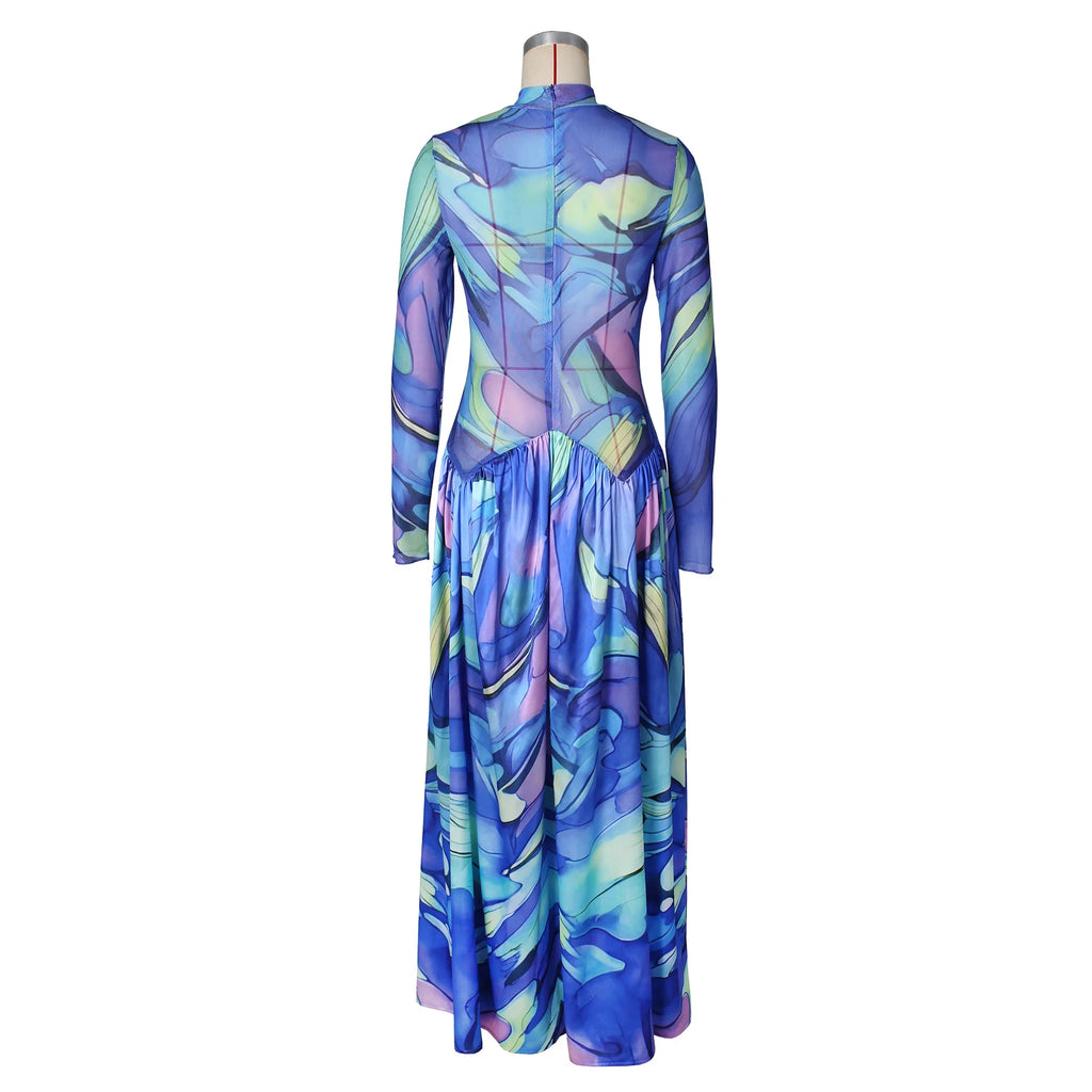 Women's A-Line Long Sleeve Midi Dress