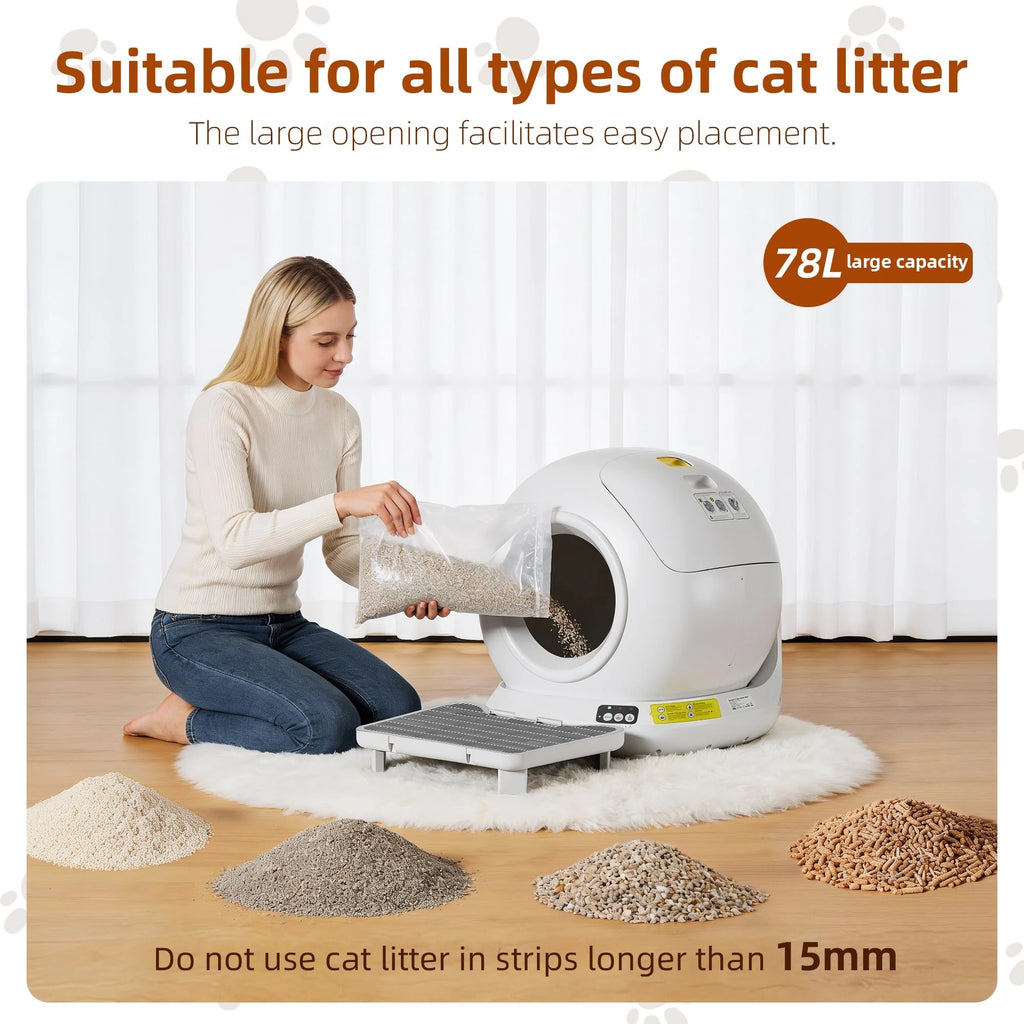 Compact Automatic Self Cleaning Cat Litter Box for Cats