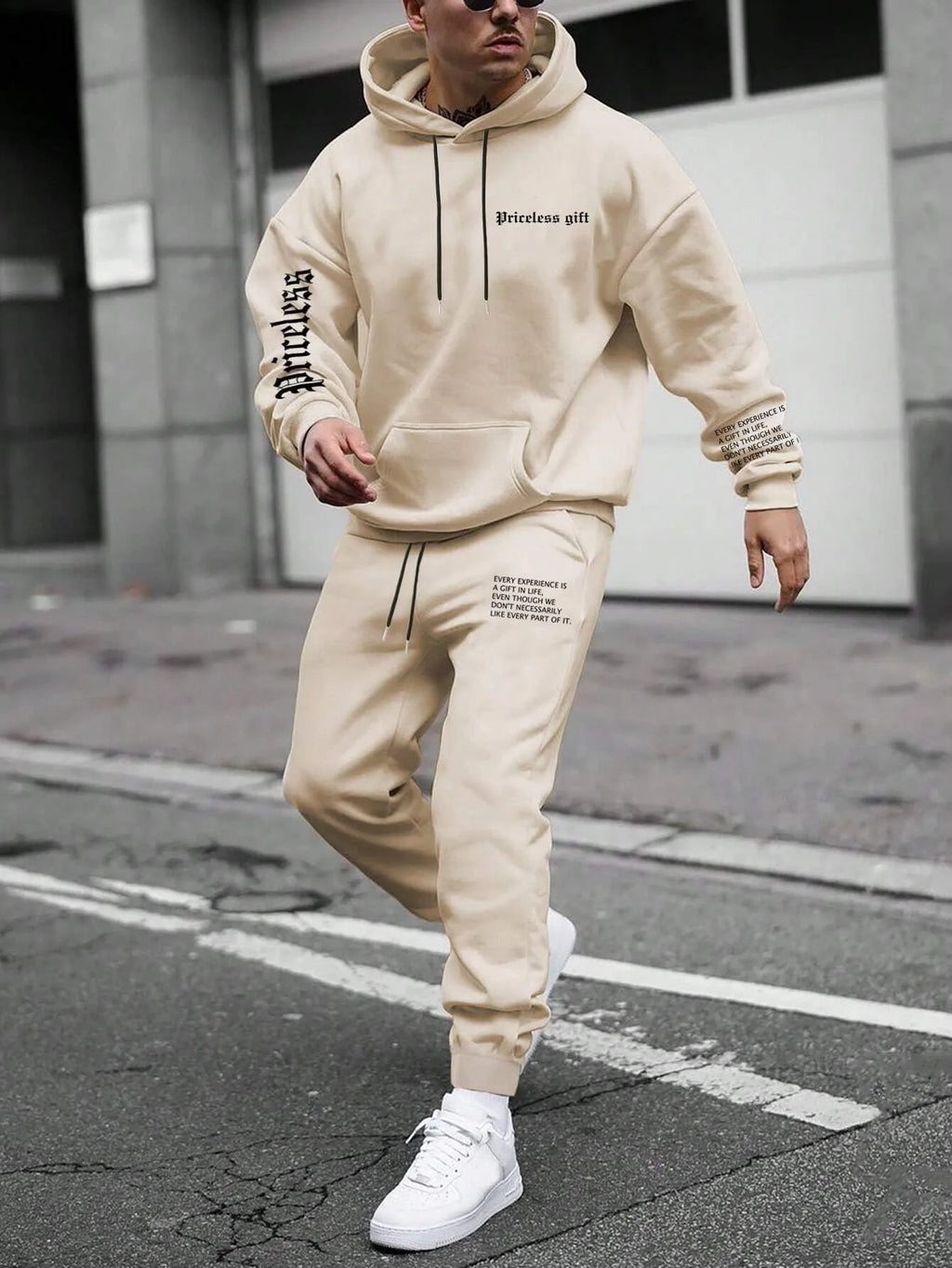 Men's Hooded Pullover and Sweatpants Two-Piece Set