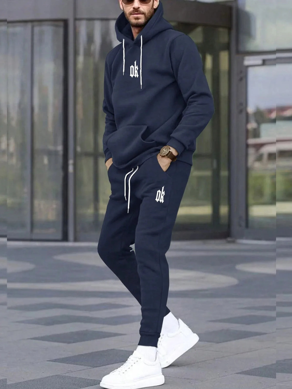 Men's Hooded Pullover and Sweatpants Two-Piece Set