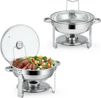 Stainless Steel Buffet Chafing Dish Set with Glass Lid 6 Qt
