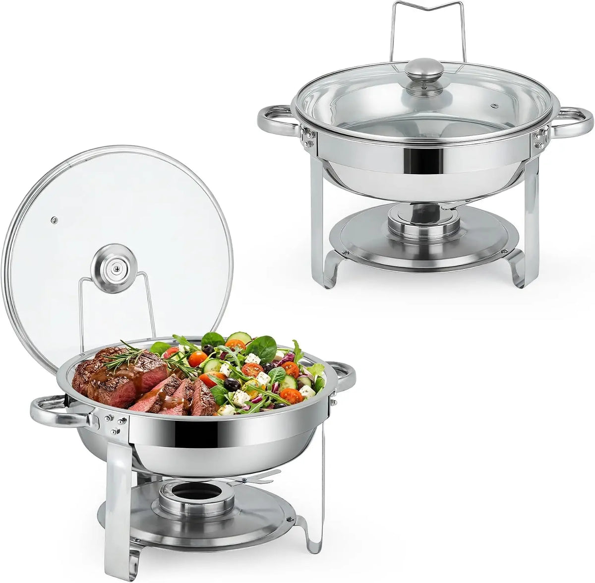 Stainless Steel Buffet Chafing Dish Set with Glass Lid 6 Qt