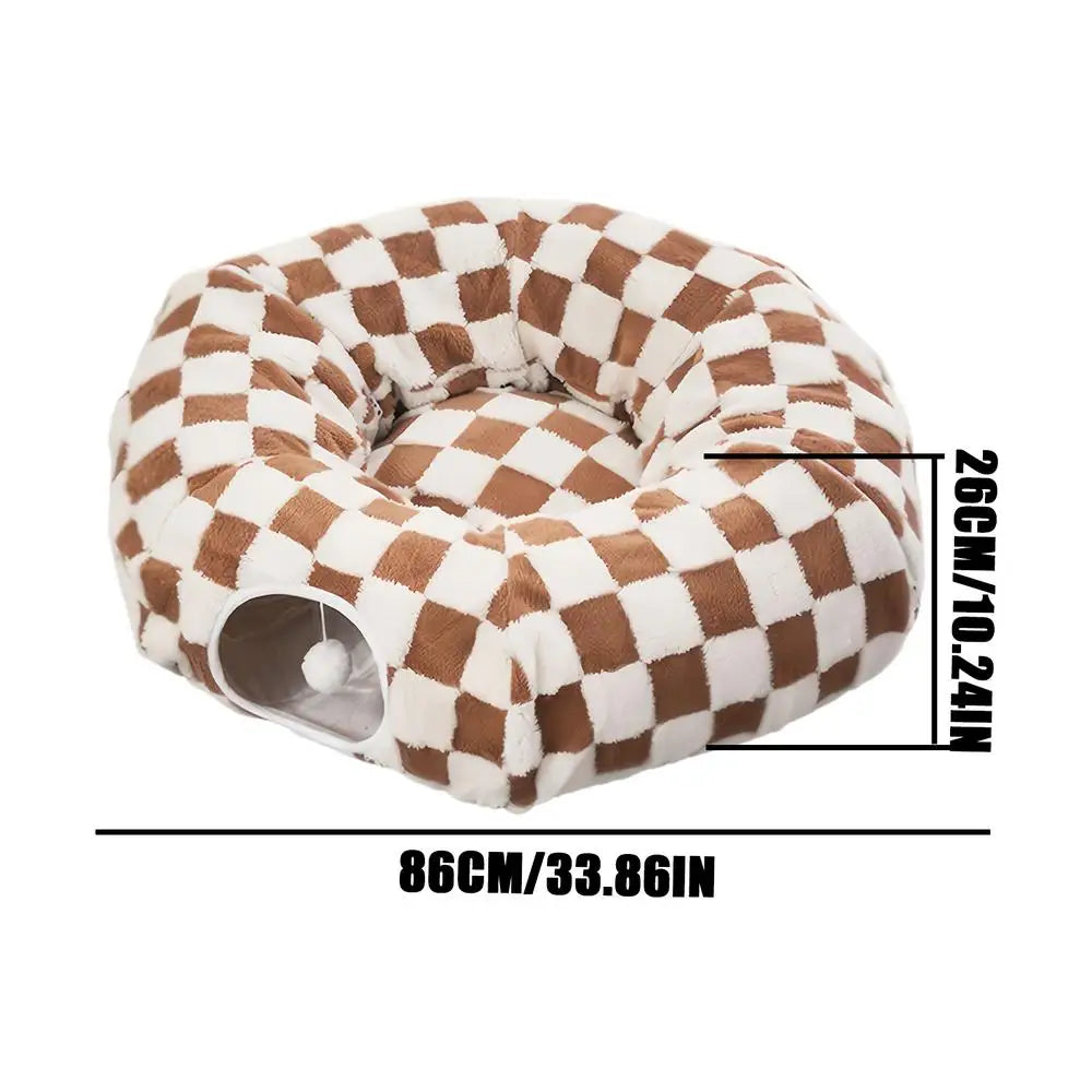 Interactive Cat Tunnel Bed Washable with Ball
