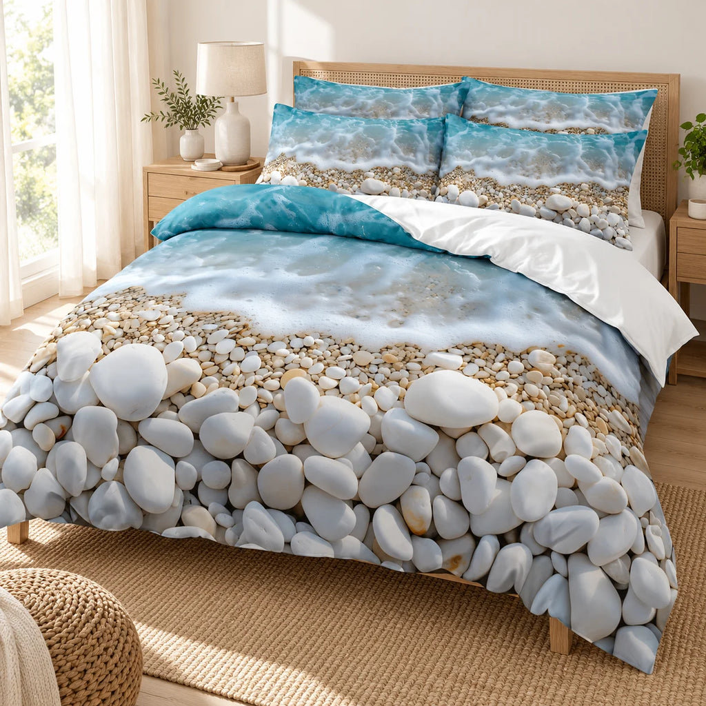 Beach-Inspired Duvet Cover Set with Pillowcases