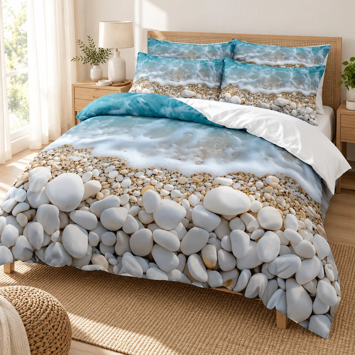 Beach-Inspired Duvet Cover Set with Pillowcases