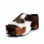 Women's Vintage Studded Arch Support Fur Platform Clogs 502