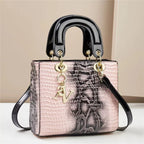Women's Crocodile Pattern Box Shoulder Crossbody Bag