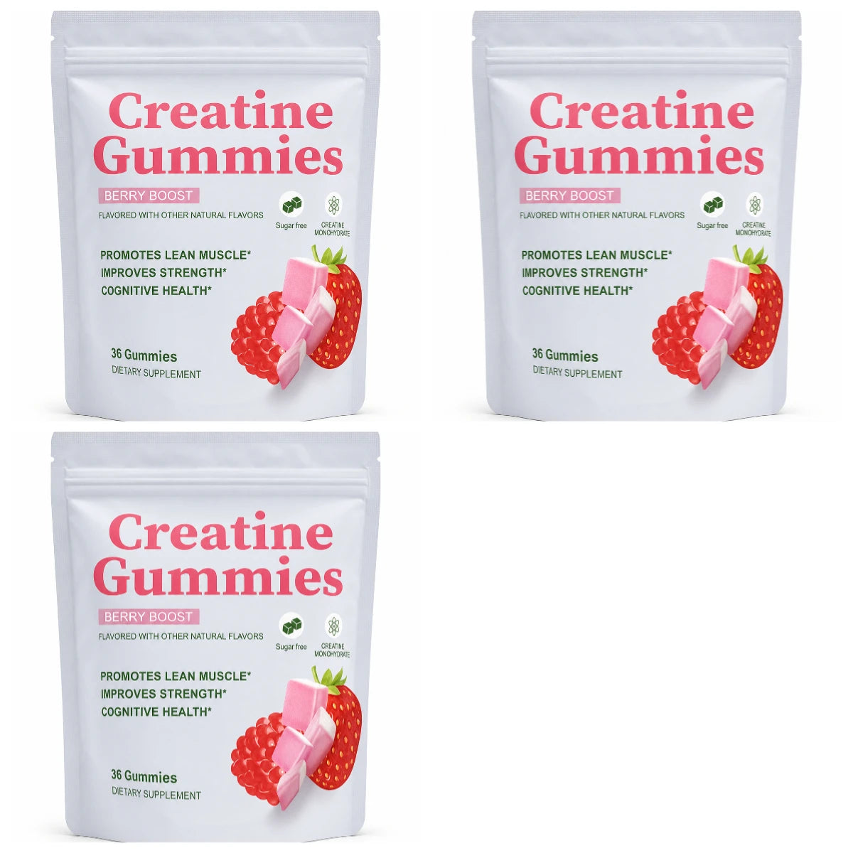 Sugar Free Creatine Gummies Berry Flavor Muscle Support