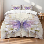 Butterfly Print Microfiber Duvet Cover Set