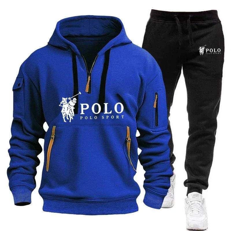 Men's Windproof Hoodie and Pants Two Piece Set