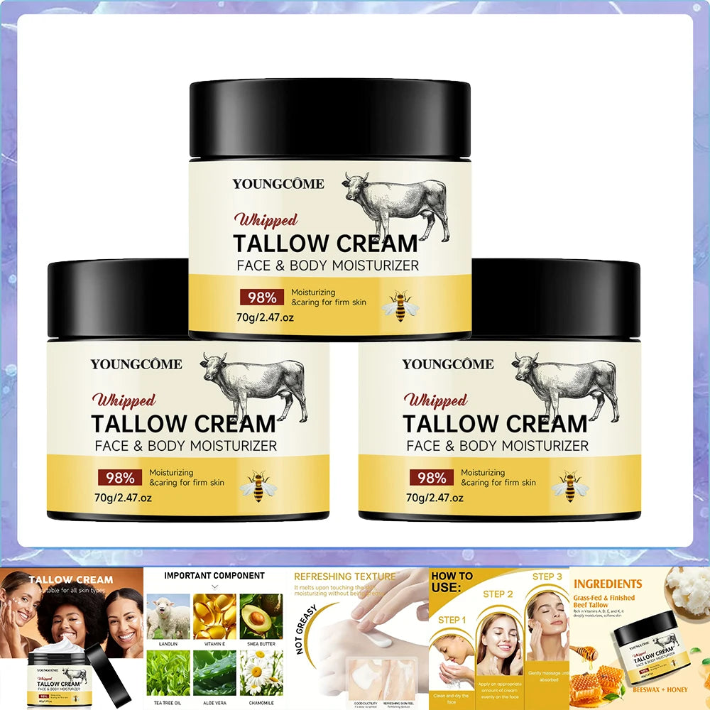 Beef Tallow Honey Moisturizing Face and Body Cream
