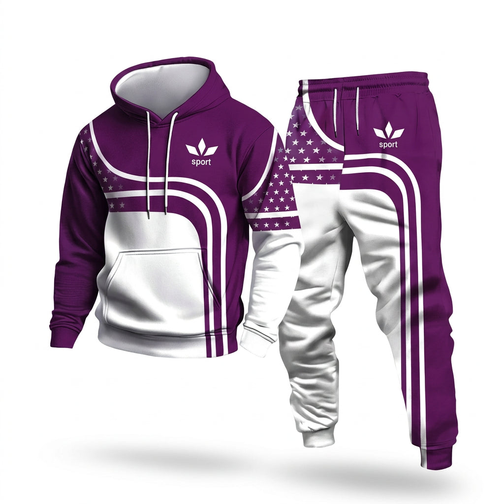 Men's Casual Hooded Sportswear Tracksuit Set