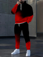 Men's Gradient 3D Pattern Print Hoodie and Pants Two-Piece Set