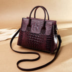 Women's Crocodile Pattern PU Leather Crossbody Tote Bag
