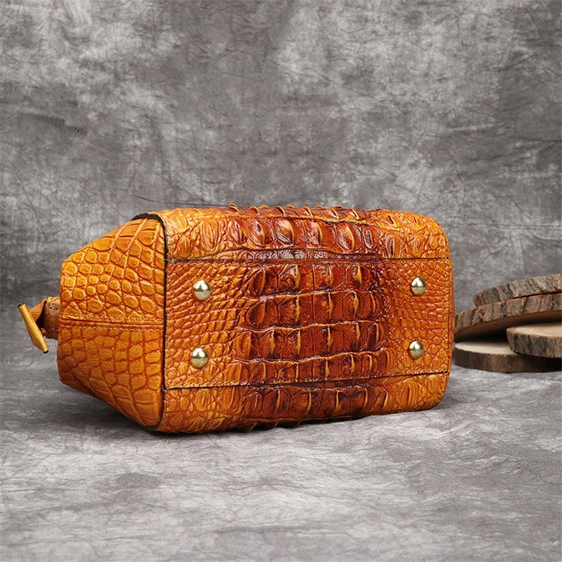 Women's Crocodile Pattern Cowhide Leather Handbag Tote Bag M228