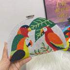 Women's Luxury Crystal Parrot Evening Clutch Bag