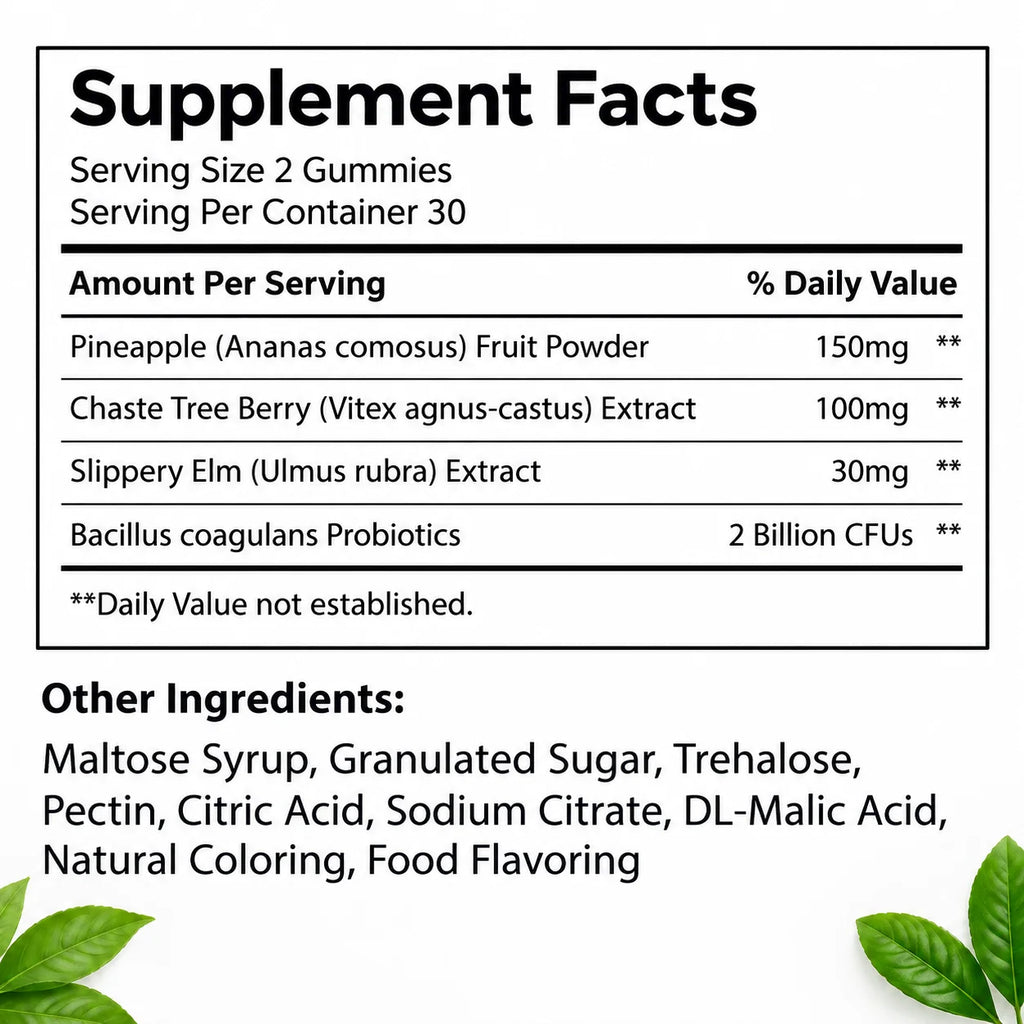 Women's Vitex and Probiotic Feminine Moisture Dietary Supplement Gummies