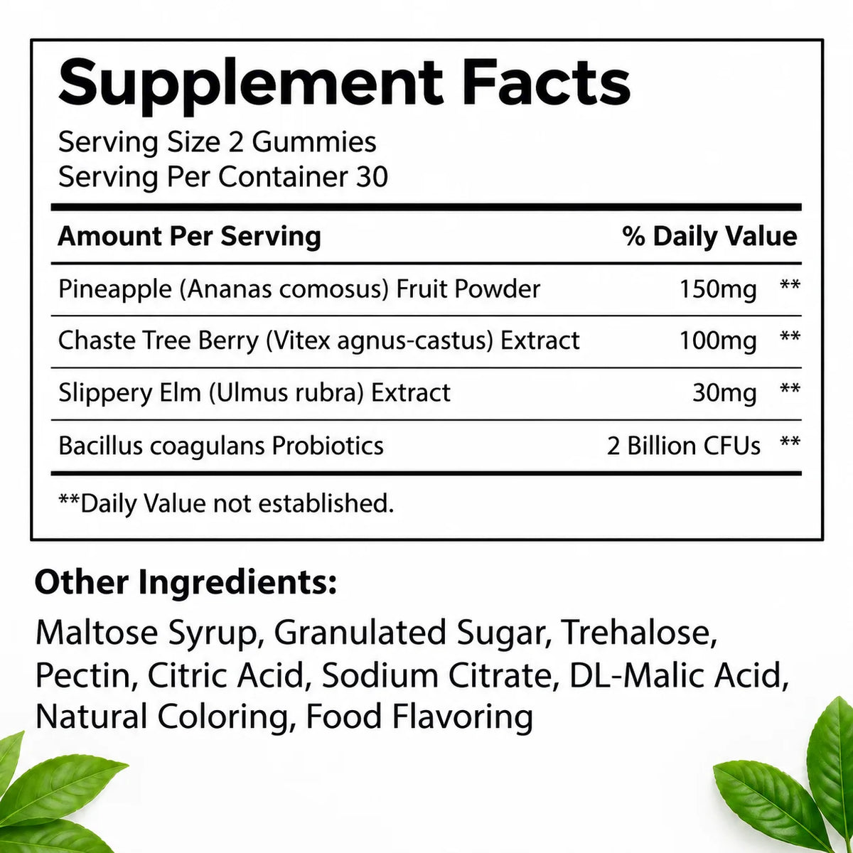 Women's Vitex and Probiotic Feminine Moisture Dietary Supplement Gummies