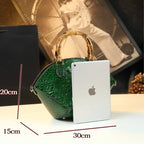 Women's Shell Bamboo Handle Handbag