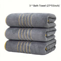 Soft Absorbent Polyester Bath Towel Set with Gold Accents