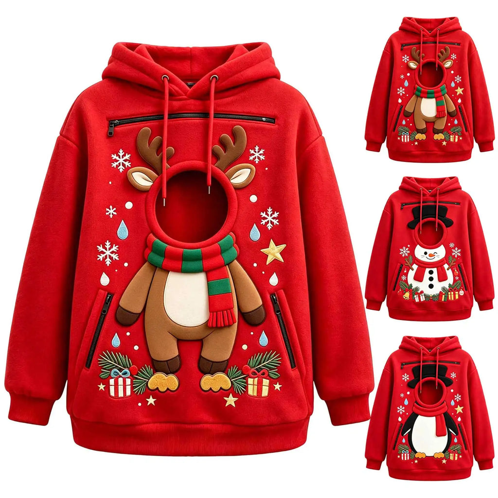 Unisex Christmas Pattern Pet Carrier Pouch Hoodie
