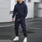 Men's Two-Piece Hooded Jogging Suit Fleece Zip Sweatshirt