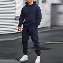 Men's Two-Piece Hooded Jogging Suit Fleece Zip Sweatshirt