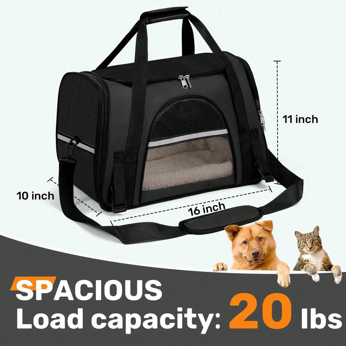 Foldable Airline Approved Pet Carrier Bag for Cats Dogs