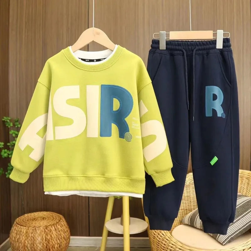 Boys' Autumn Winter Sportswear Sweatshirt and Pants Set