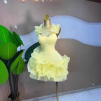 Women's Elegant Ruffled Hem Sleeveless Mini Dress