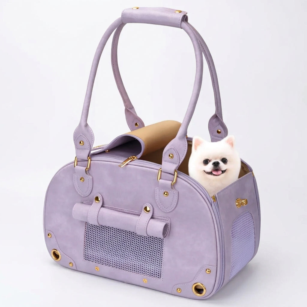 Genuine Leather Pet Carrier Handbag Travel Tote