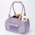 Genuine Leather Pet Carrier Handbag Travel Tote