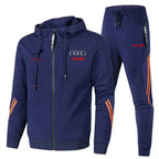 Men's Zip-Up Hooded Sweatshirt and Pants Two Piece Set