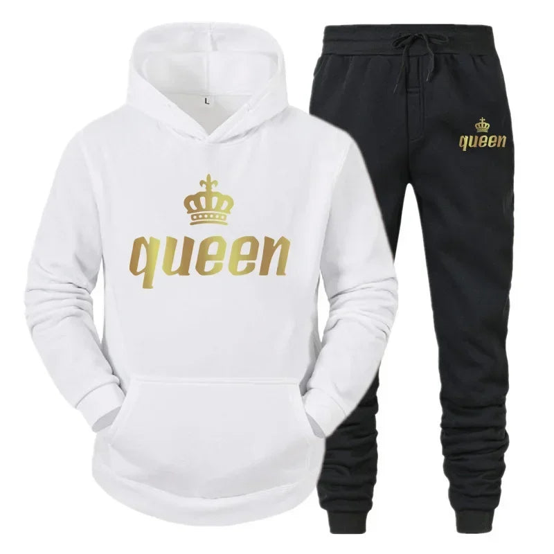 King & Queen Couple Hoodie and Jogger Pants Set