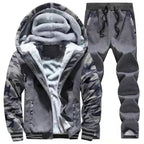 Men's Thick Warm Fleece Hooded Jacket and Pants Set