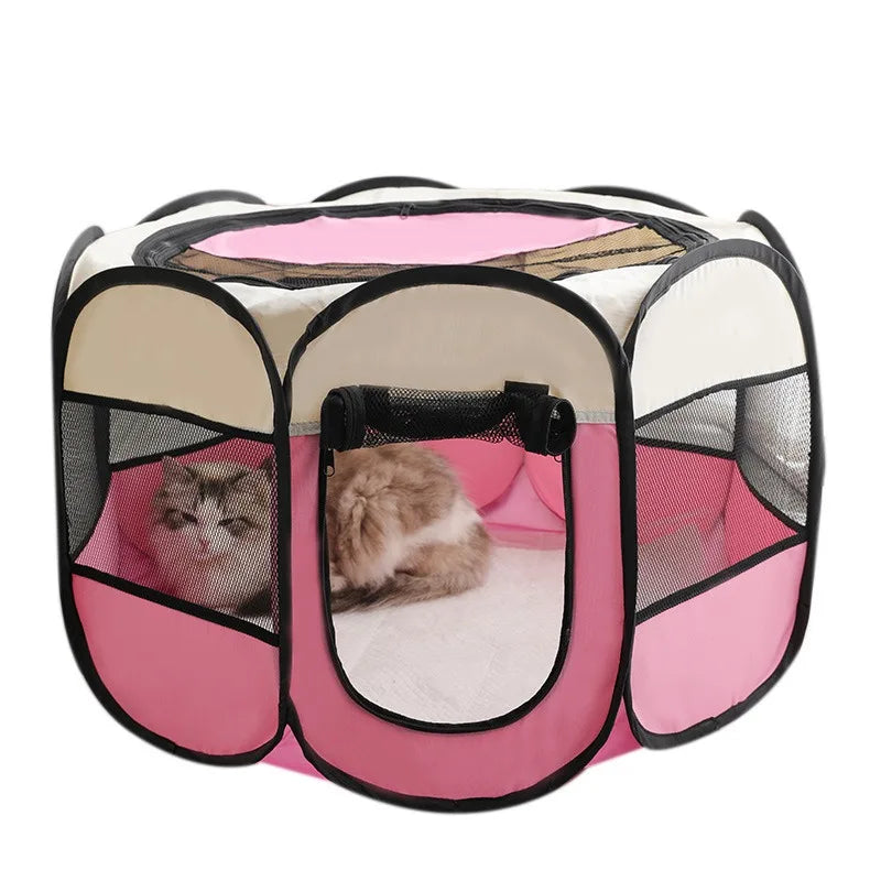 Foldable Octagonal Pet Tent Playpen for Cats Dogs