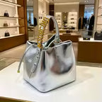 Women's Gold Letter Drawstring Handbag Crossbody Bucket Bag