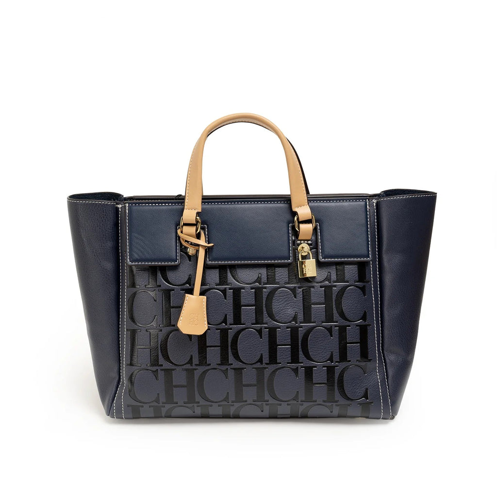 Women's Embossed Letter Shopper Shoulder Tote Bag