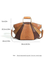 Women's Metal Top Handle PU Leather Large Capacity Shoulder Tote Bag