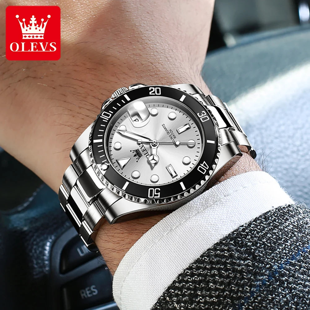 Men's Quartz Stainless Steel Watch with Calendar