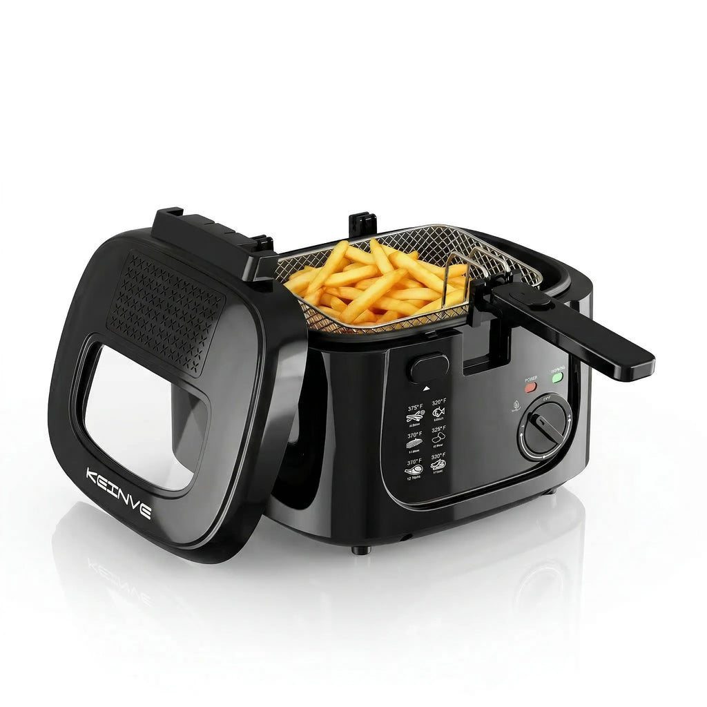 1600W Electric Deep Fryer with 2.6-Quart Non-Stick Basket