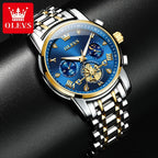 Men's Quartz Skeleton Chronograph Watch with Moon Phase