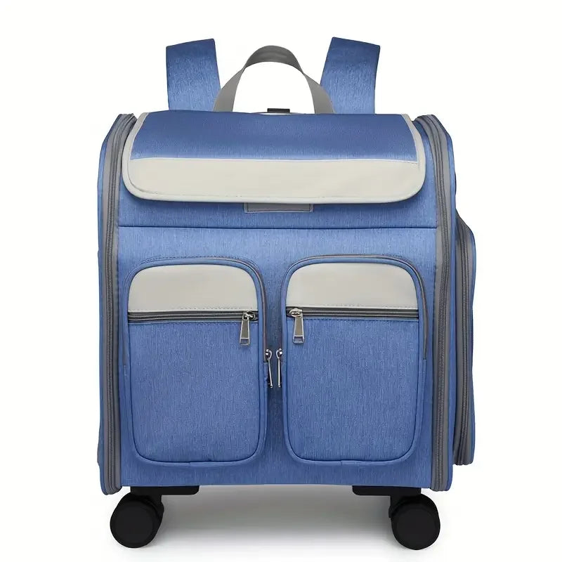 Wheeled Pet Carrier Backpack Stroller for Small Dogs Cats